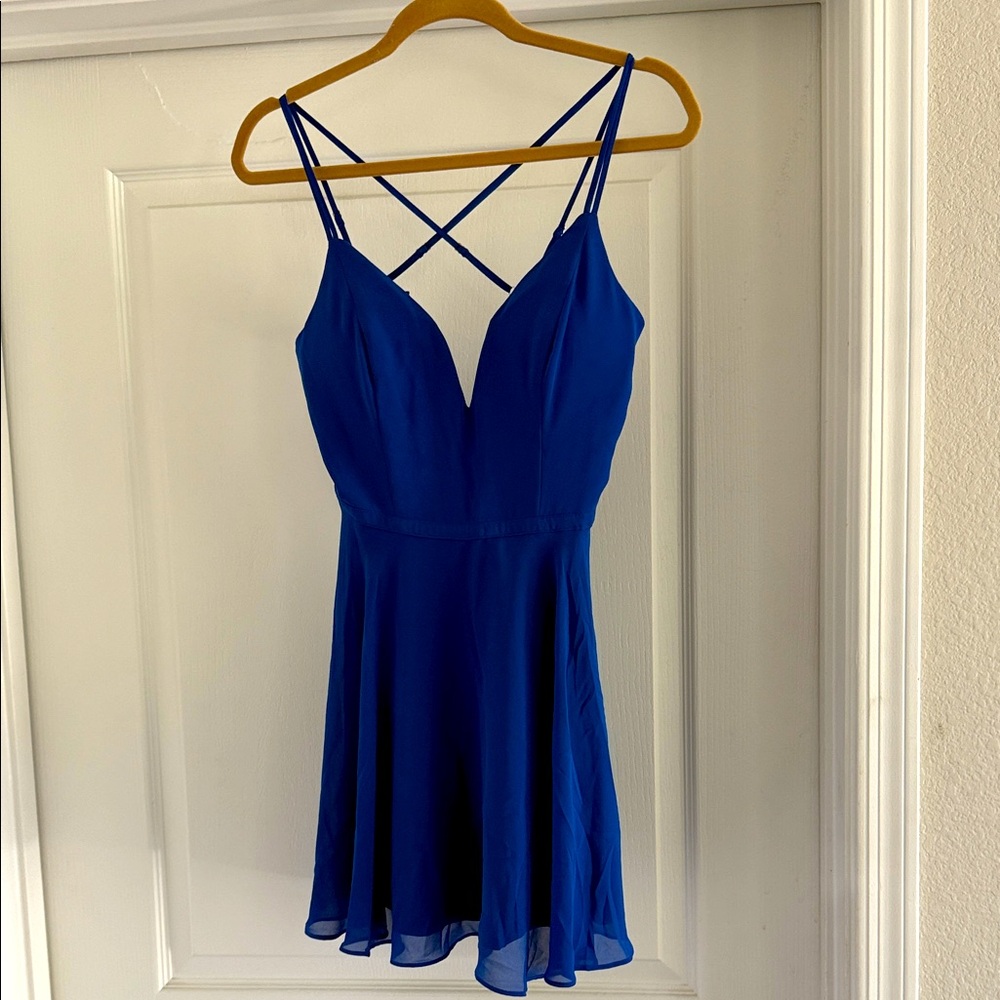 Blue Strappy Mini Dress by Bebe